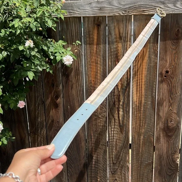 Gucci Multicolor Stripe Canvas and Leather Interlocking G Buckle Belt . Size 36 - Picture 4 of 17